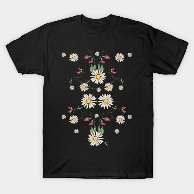 Daisies and sweet pea, April birth month flowers T-Shirt by NadiaChevrel